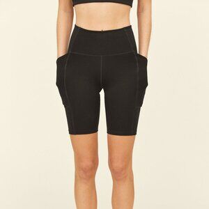 Girlfriend Collective Black High Rise Pocket Bike Shorts